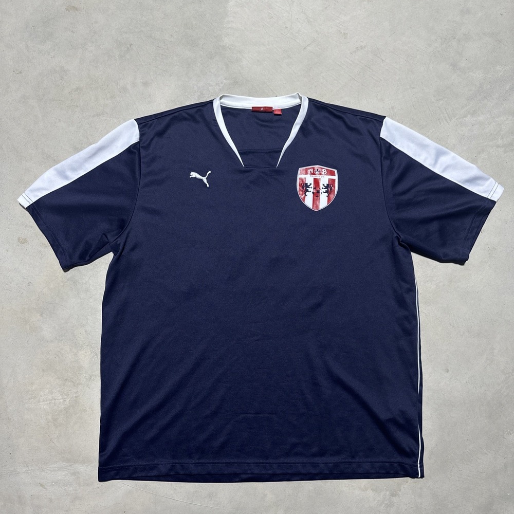 PUMA SOCCER FOOTBALL JERSEY SHIRT MEN'S SZ XL A&B Balls FC Crest Blue